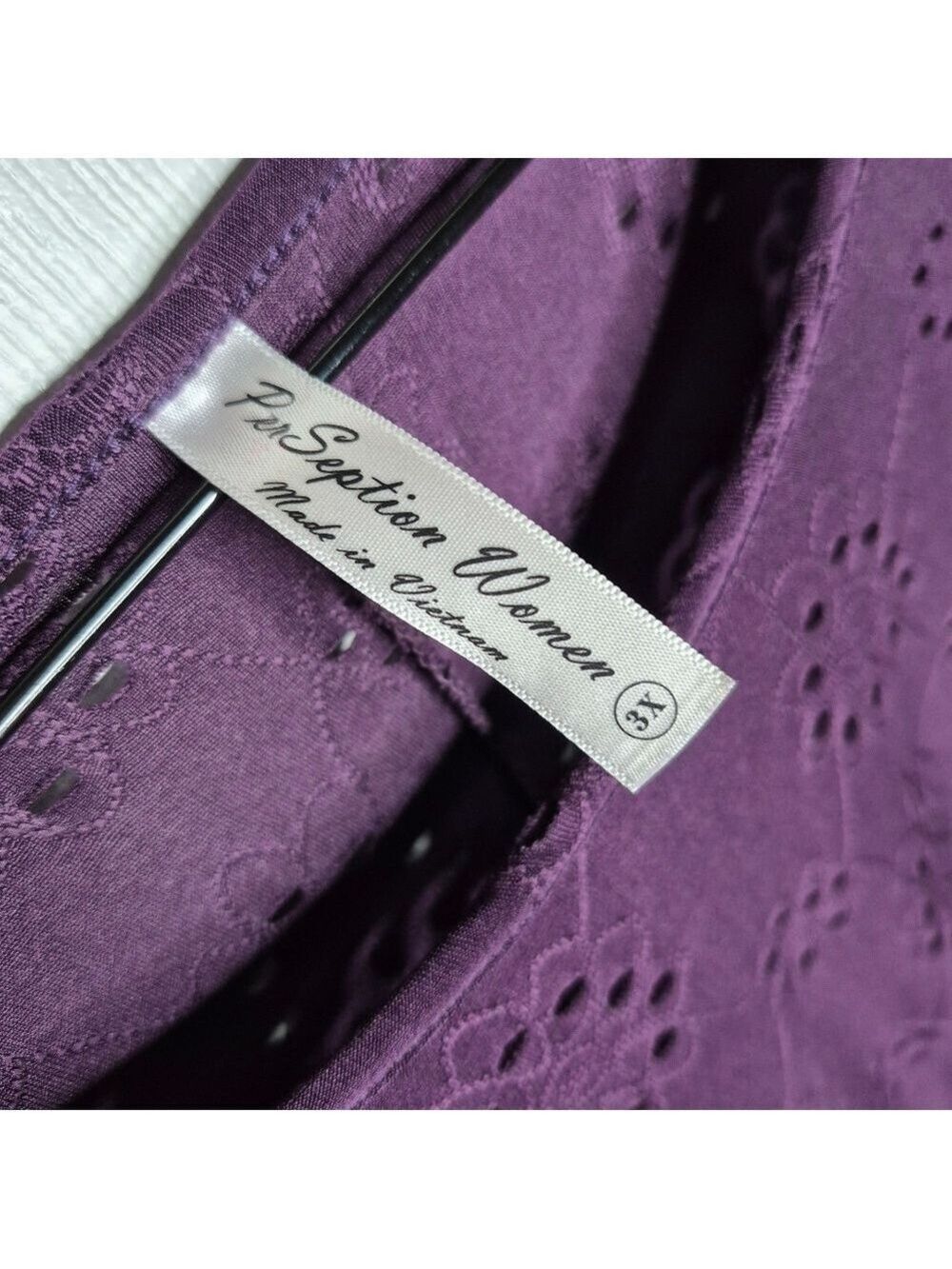 PerSeption Women Plum Eyelet Ladder-Sleeve Top 3X - Picture 5 of 6